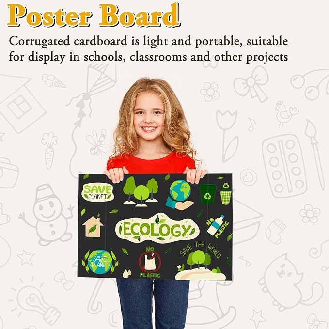 AKONEGE 3PCS Small Trifold Poster Board, 21 x 14 Inches Black Corrugated - Image 8