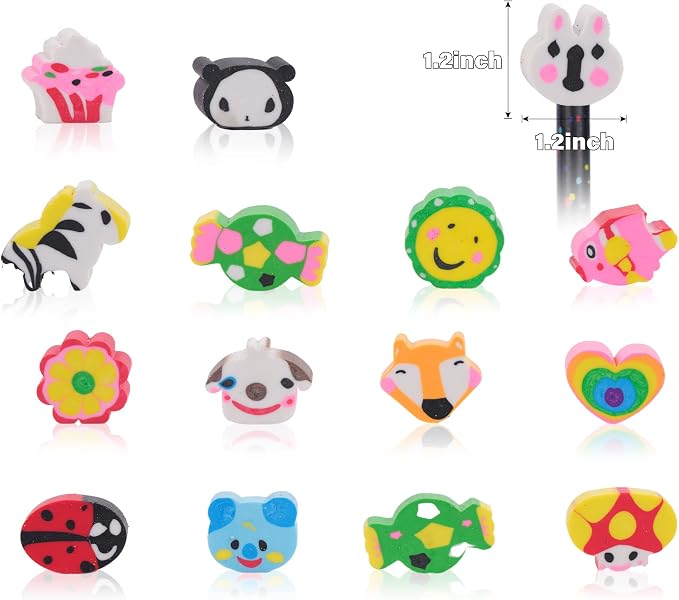 200 Pieces Cartoon Cute Animal Pencil Erasers Pencil Eraser Toppers Rabbit - Image 3