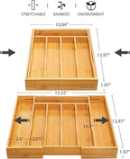oridom Expandable Bamboo Kitchen Drawer Organizer - Image 2
