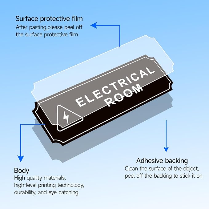 Electrical Room Door Sign for Business，Self-Adhesive Durable Modern Electrical - Image 3