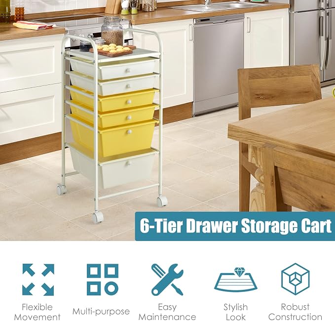 RELAX4LIFE 6-Drawer Rolling Storage Cart - Image 8