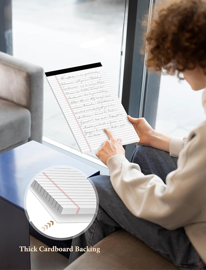 White Legal Pads 8.5 x 14, 6 Pack Wide Ruled Legal Notepads, Notebook Paper - Image 3