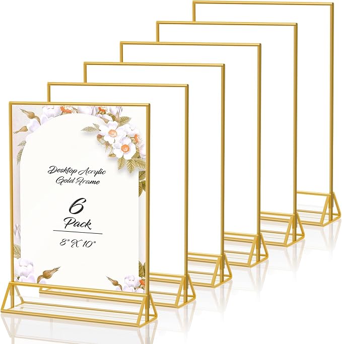 PPH-Sisy 8X10 Gold Frames Double Sided Acrylic Sign Holder Tabletop Picture by PPH-SisyPurchaseNow