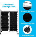 DORTALA 15-Drawer Rolling Storage Cart - Image 4