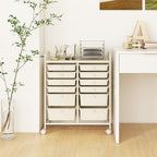 Happygrill 12-Drawer Rolling Storage Cart, 2 Sizes Plastic Drawers & Metal Shelf - Image 7