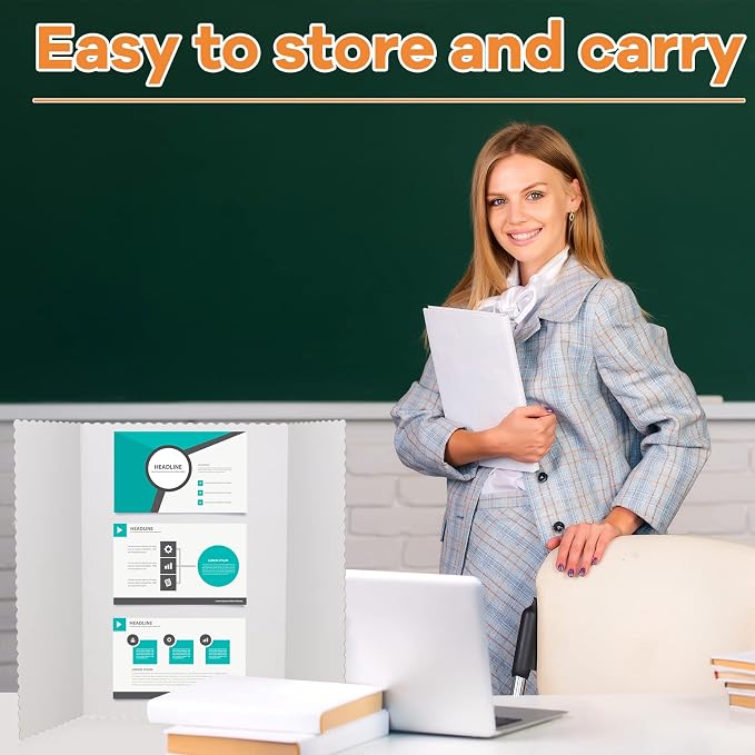 Ctosree 50 Pcs 14 * 22 Inch Tri Fold Poster Board Bulk, Science Fair Project - Image 7
