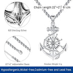 Compass Necklace for Women Men 925 Sterling Silver Pendant Urn Necklaces for - Image 4