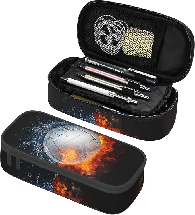 Sports Volleyball Pencil Box Black Kids Teens Pencil Pouch by YIJIUWKIS