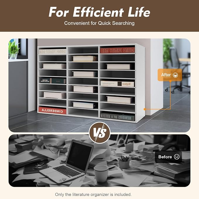 Literature Organizer with 27 Compartments | Adjustable Desktop File Sorter Mail - Image 7