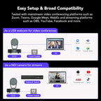 NEARITY V410 NDI PTZ Camera, 2K 10x Hybrid Zoom Video Conference Webcam - Image 7