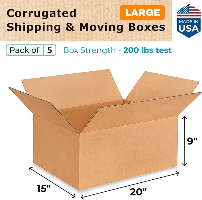 Large Moving & Shipping Boxes 20 x 15 x 9 inches - Image 2