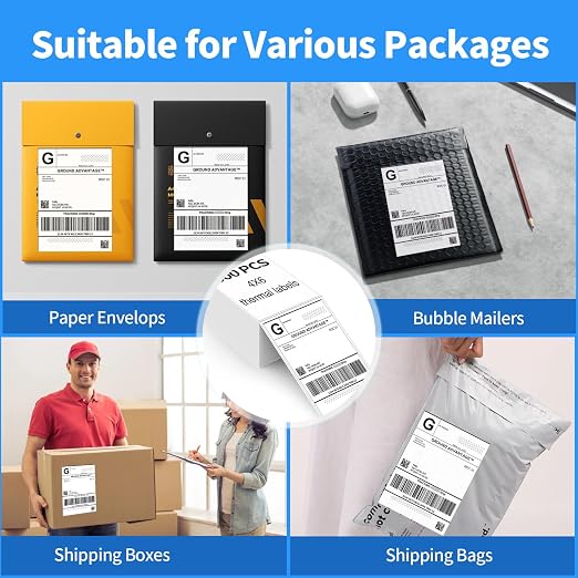 4"×6" Direct Thermal Shipping Label, Fanfold Thermal Label 4000 Packs Permanent - Image 6