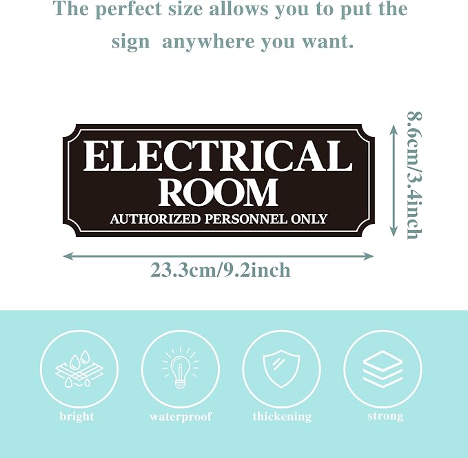 Electrical Room Door Sign for Business，Self-Adhesive Durable Modern Electrical - Image 2