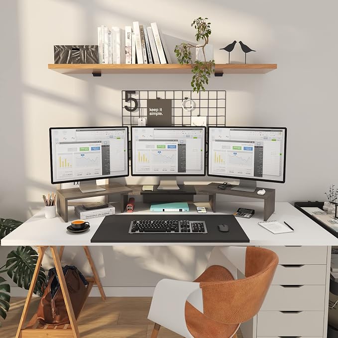 WESTREE Triple Dual Monitor Stand Riser, Monitor Stand - Image 2