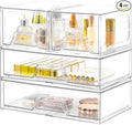 Stebopum 4 Pack Stackable Storage Drawers Clear Acrylic Organizer Bathroom by Stebopum