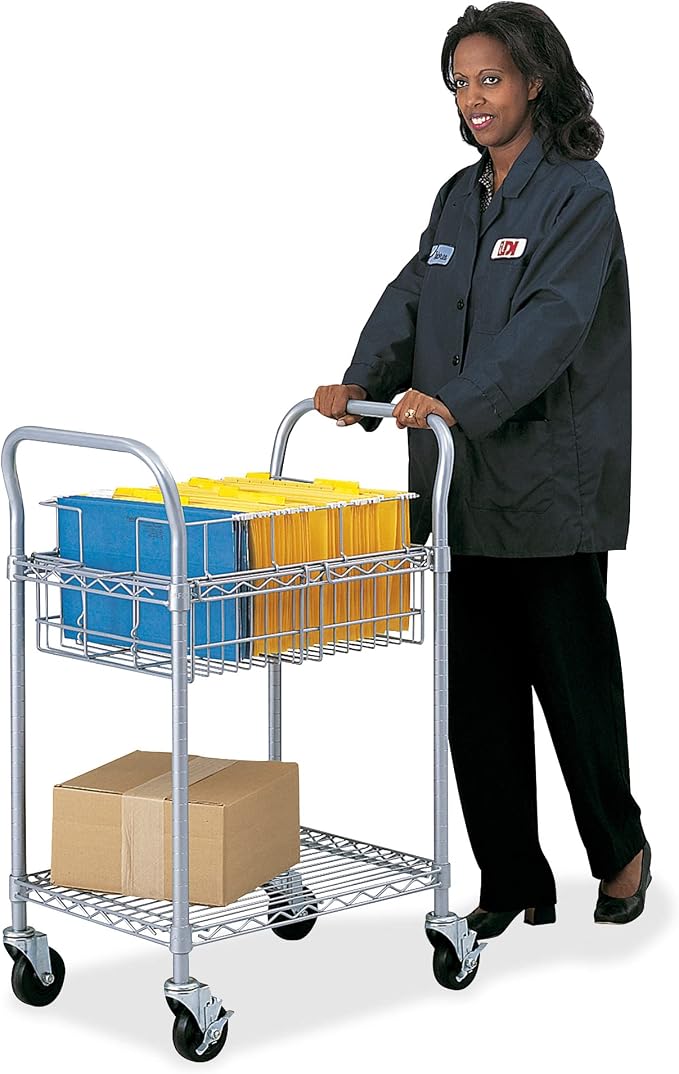 Safco 5235GR Wire Mail Cart Holds 75 Legal Folders, Sold Separately - Image 2