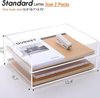 HeZone Paper Organizer, 2 Tier Stackable A4 Size Acrylic Letter Tray, - Image 3