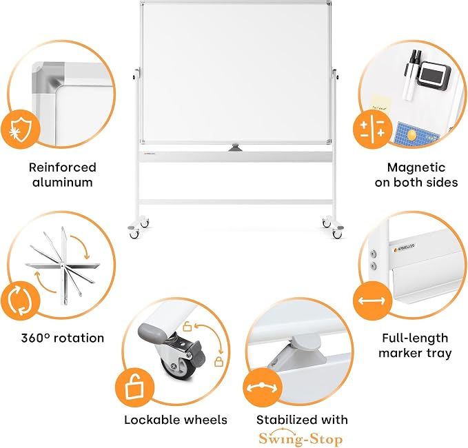 Rolling Dry Erase Board 60 x 46 - Image 7