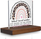 School Social Worker Appreciation Gift Desk Decor, Leopard Rainbow Difference by Pariveca