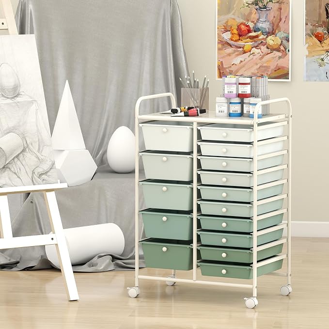 LDAILY 15 Drawer Rolling Storage Cart, Rolling Cart - Image 8
