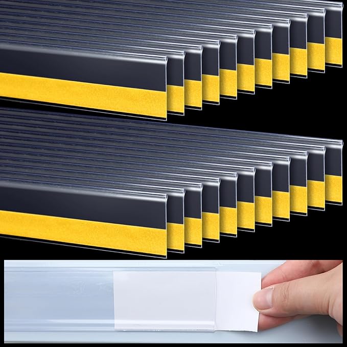 Fainne 50 Pcs 1.25 Inch Shelf Label Strip Holders Plastic Wire Shelf Price Tag by Fainne