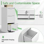 3-Drawer File Cabinet with Lock, Metal Vertical Filing Cabinets - Image 6