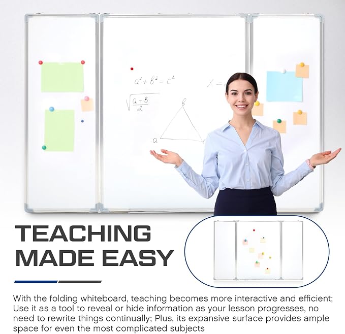 60” x 40” Foldable Whiteboard Dry Erase Board Large Tri Folding Whiteboard - Image 5