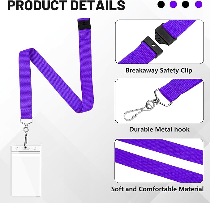 24-Pack Purple Breakaway Lanyards - Image 4