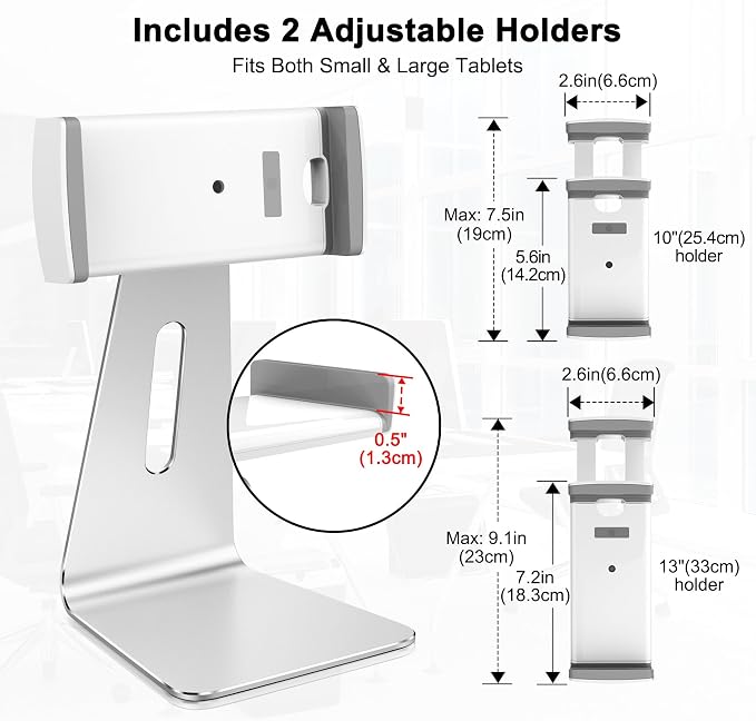 AboveTEK Elegant Tablet Stand, Aluminum iPad Stand Holder, Desktop Kiosk POS - Image 7