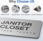 KITCHEN Signs with Raised Text & Grade 2 Braille, Brushed Aluminum/Silver - Image 3