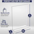 Acrylic Sign Holder 8.5 x 11, T-Shape Tabletop Display Stand, Double-Sided - Image 2