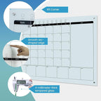 Magnetic Glass Whiteboard Calendar 48"x36" Glass Dry Erase Calender Board - Image 4