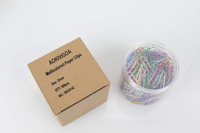AOKIVIGOA 500pcs Coloured Paper Clips - Image 2