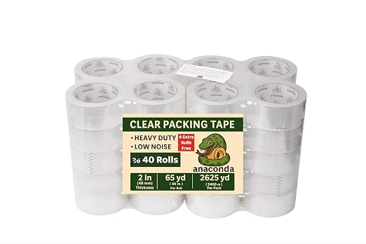 AnacondaGrip 40 Rolls Clear Packing Tape – Heavy Duty 2” Wide x 65 Yards per by Unknown