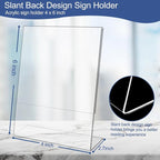 Wbtran Slanted Back Acrylic Sign Holder 4 x 6, Plastic Paper Sign Holders - Image 2
