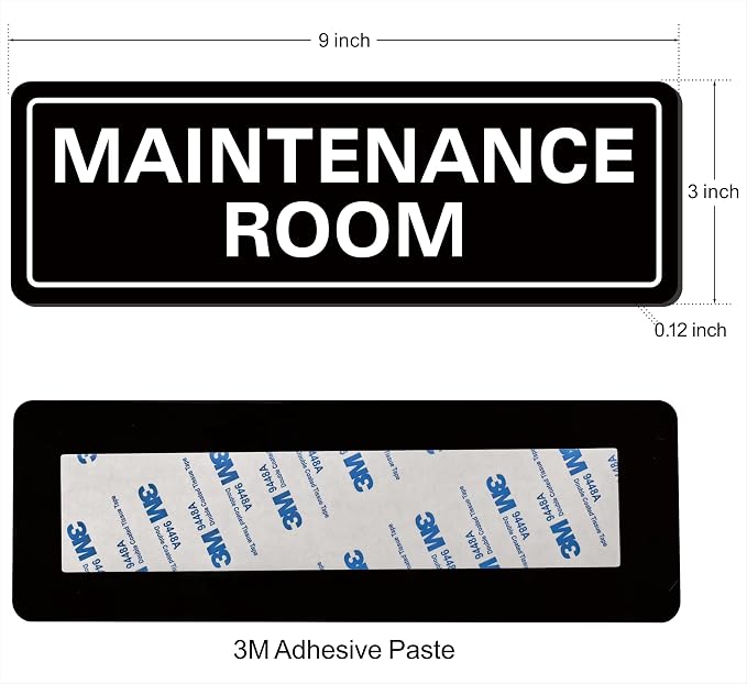 Maintenance Room Sign, Premium Durable Acrylic Material, Super Strong Adhesive - Image 2