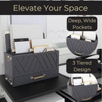 BLU MONACO | Grey Three-Tier Desktop Mail Organizer - Image 3