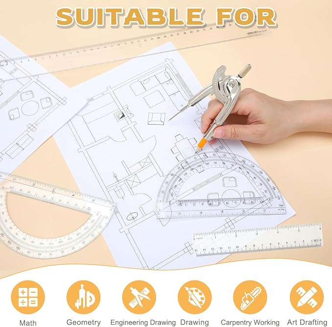40 Pieces Geometry Math Set Compass - Image 4