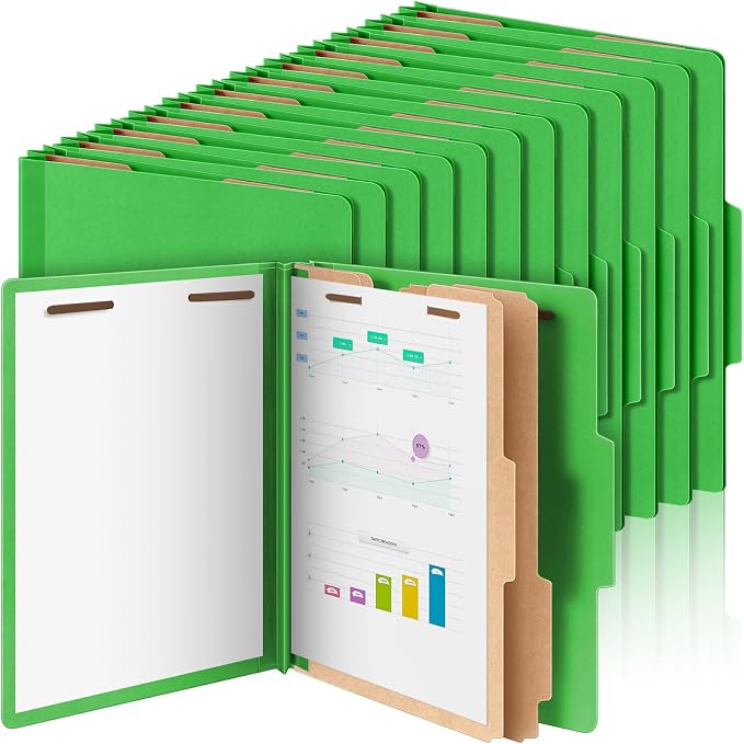 Skyygemm 48 Pcs Classification Folders Letter Size, 2 Divider Pressboard File by Skyygemm