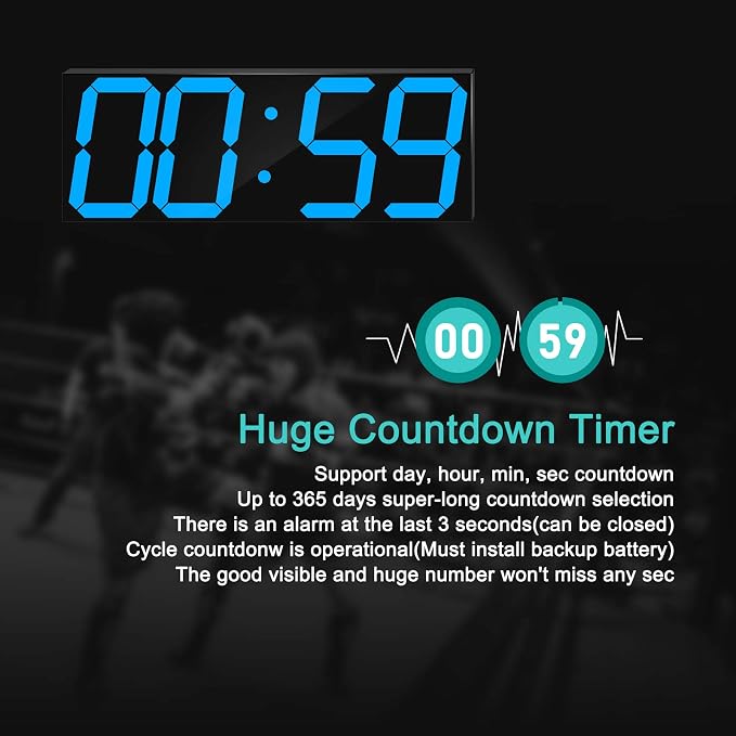 LED Large Digital Wall Clock, Oversize Wall Clock - Image 4