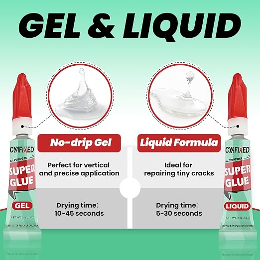 Super Glue Gel & Liquid, Single Use Strong Cyanoacrylate Adhesive - Image 3