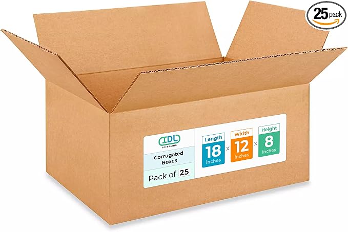 Medium Moving & Shipping Boxes 18"L x 12"W x 8"H by IDLPackaging