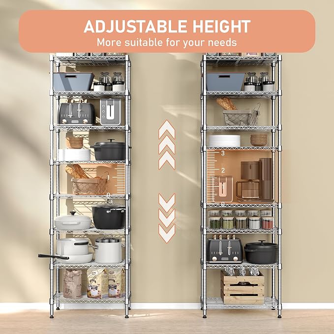 M MZG 8 Tier 2000 lbs Storage Rack Metal Wire Shelving Unit, Storage Standing - Image 6