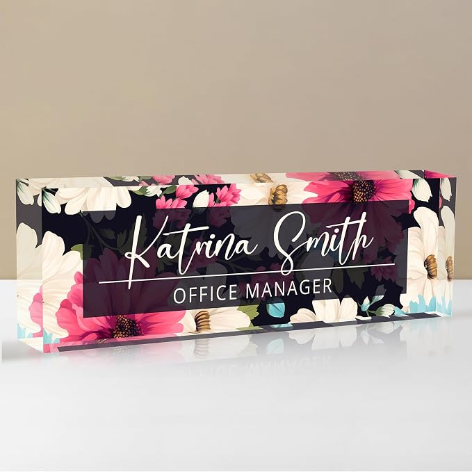 Personalized Name Plate for Desk, Custom Desk Name Plate, Acrylic Name Plate by EOBIBIFUN