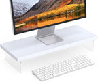 SSWOOD Monitor Stand Riser, Wood & Acrylic Computer Monitor Stand Desk Desktop by Unknown