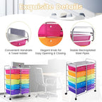 COSTWAY 15 Drawer Rolling Storage Cart, Utility Tools Paper Organizer on Wheels - Image 5