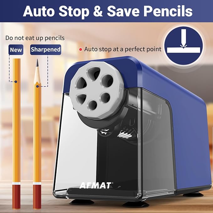 AFMAT 6-Hole Electric Pencil Sharpener, Cordless & Rechargeable, Pencil - Image 5