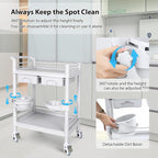 Medical Mobile Trolley Cart 2-Shelf 220 LBS Max Load Rolling Utility Cart Heavy - Image 5