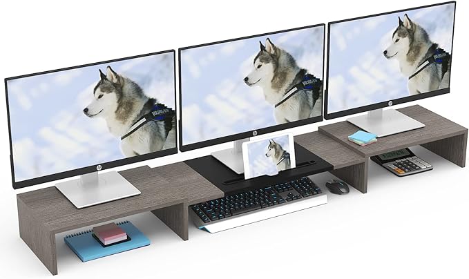 WESTREE Triple Dual Monitor Stand Riser, Monitor Stand by WESTREE