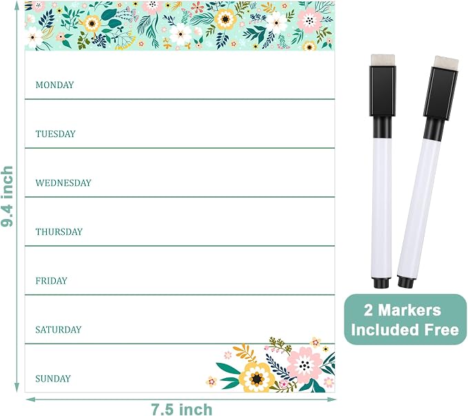 Outus 2 Pieces Magnetic Weekly Dry Erase Boards Erasable Weekly Calendars - Image 7